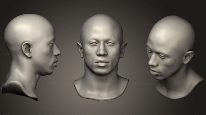 Анатомия скелеты и черепа (Голова Черного Человека 7, ANTM_0282) 3D модель для ЧПУ станка
